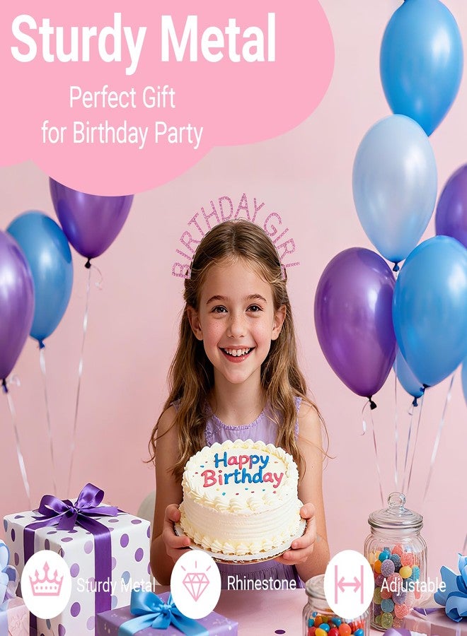 Papoopy Birthday Headband with Sash for Women, Birthday Crown Tiara for Decorations Pink - Image 3